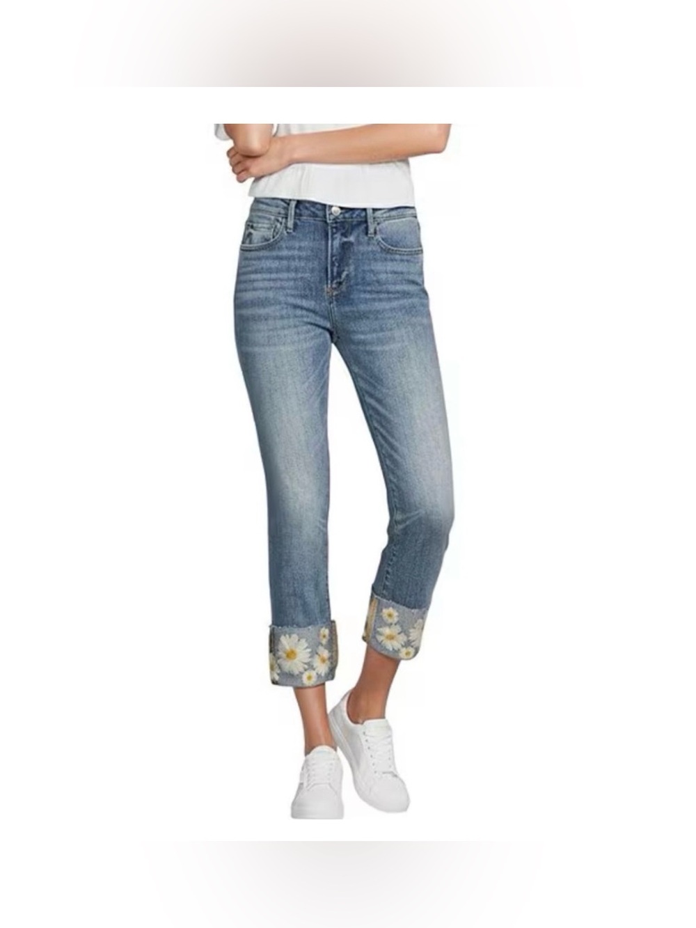 NWT ANTHROPOLOGIE DRIFTWOOD COLETTE EMBROIDERED Cropped  CUFFED JEANS SIZE 24